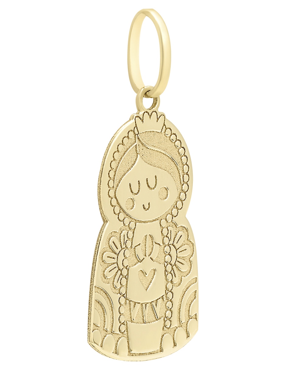 Dije de Virgen Cristal Joyas de oro amarillo 14 K