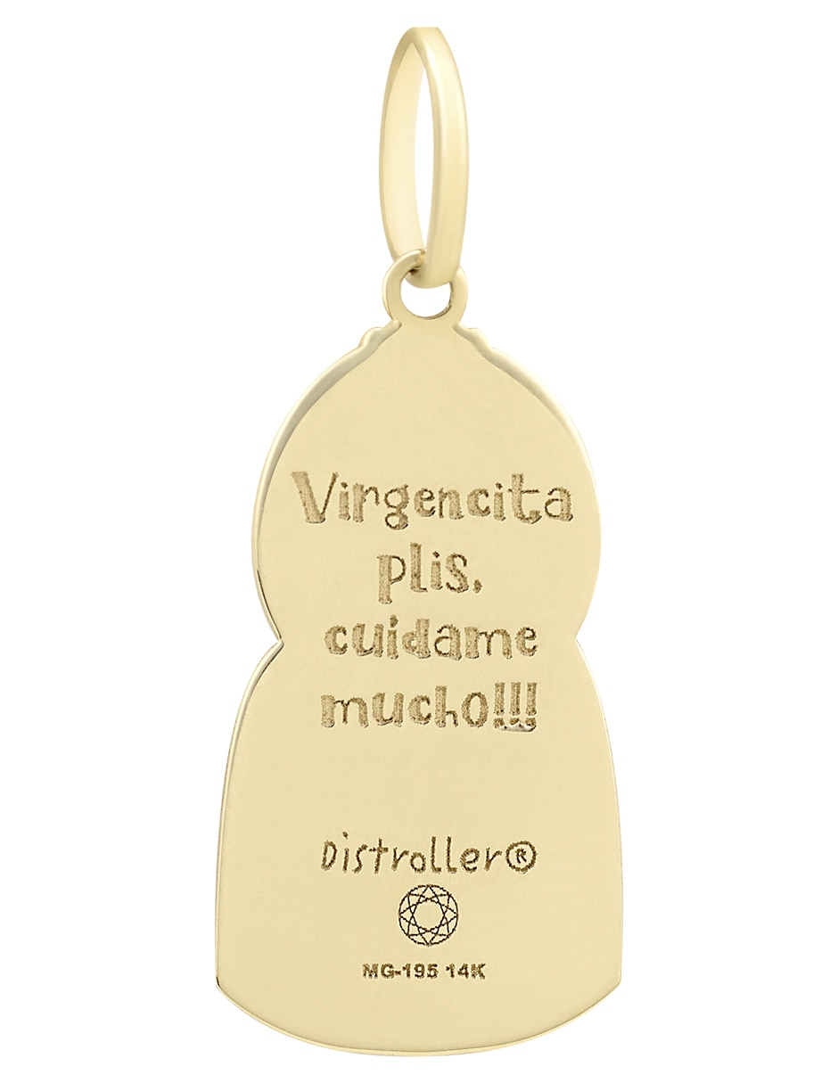 Dije de Virgen Cristal Joyas de oro amarillo 14 K