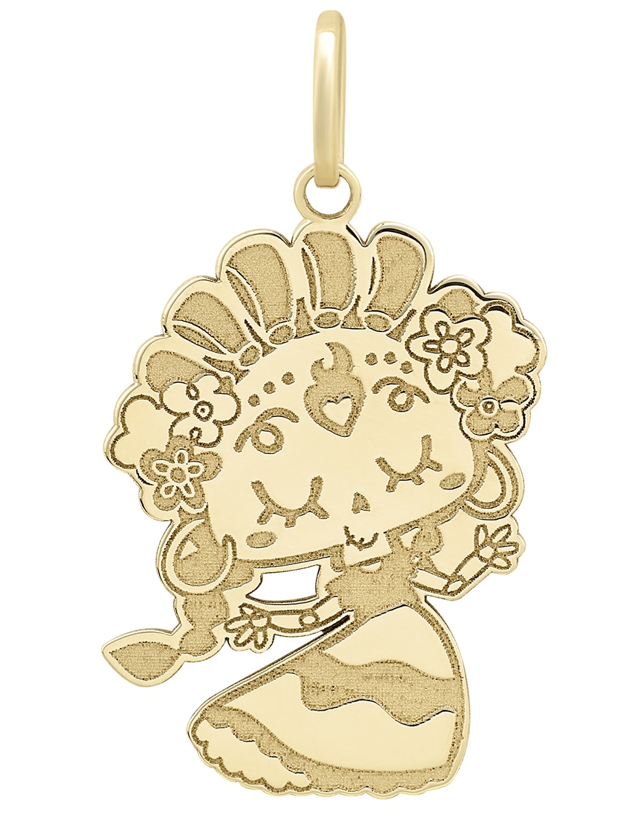 Dije de Catrina de oro amarillo 14 K