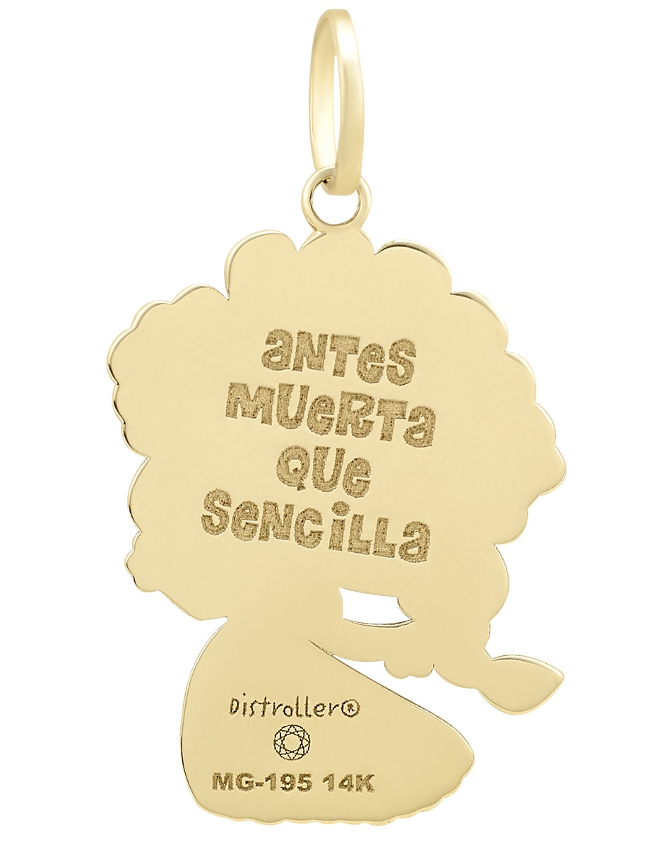 Dije de Catrina Cristal Joyas de oro amarillo 14 K