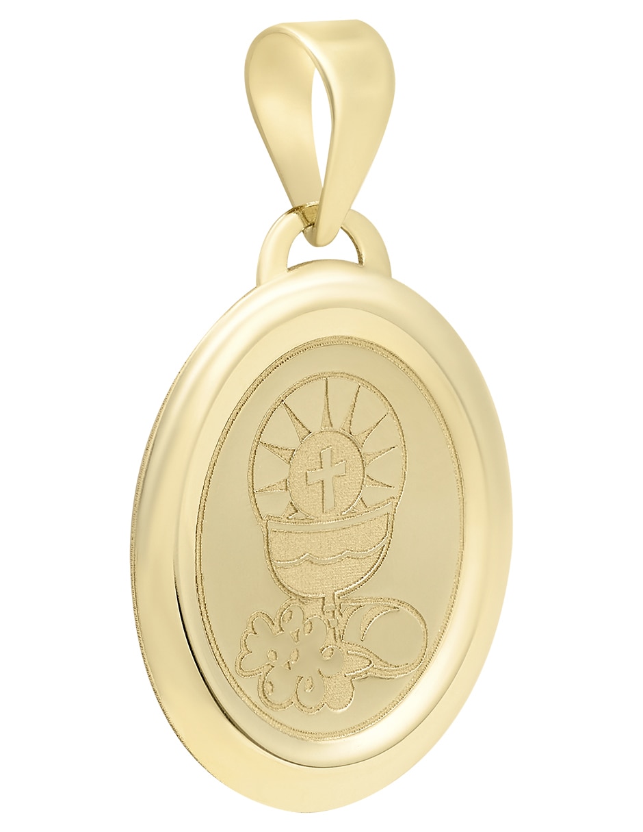 Medalla de Ovalada Cristal Joyas de Oro amarillo 14K