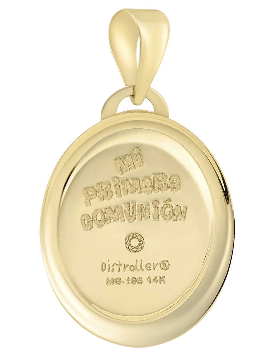 Medalla de Ovalada Cristal Joyas de Oro amarillo 14K