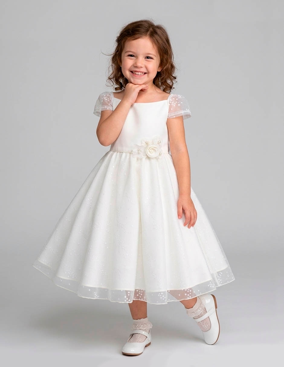 Vestido ceremonia manga corta para niña