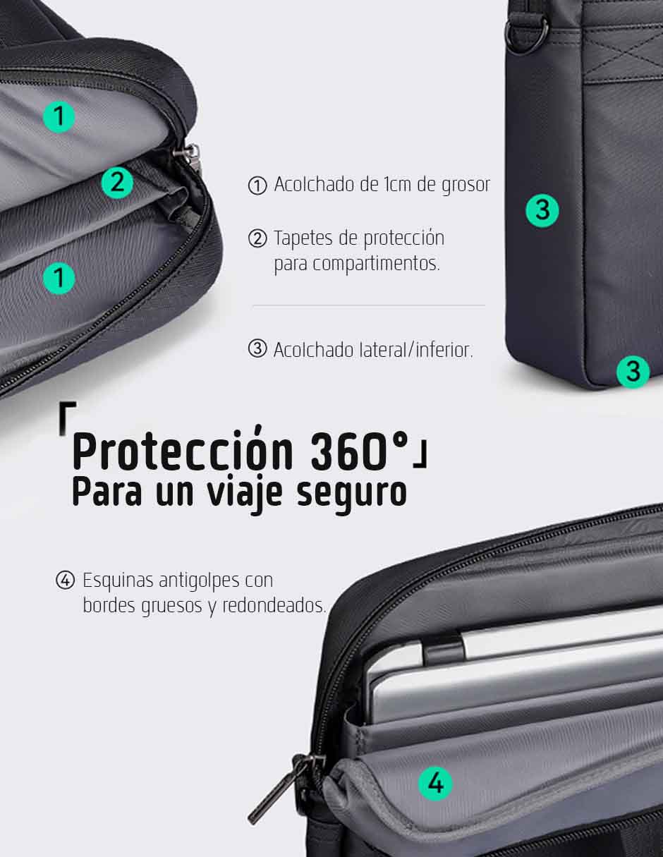 Maletín de poliuretano con compartimiento para laptop 15.6 pulgadas y celular 8