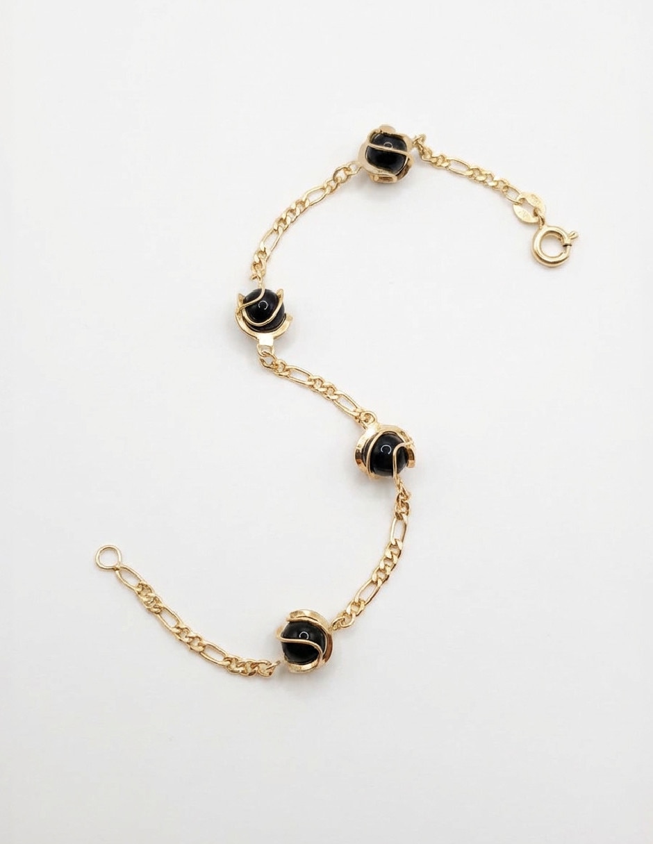 Pulsera de oro laminado con zirconia 18 K acabado brillante