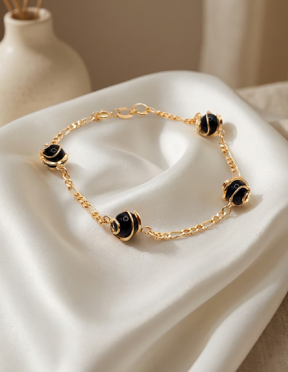 Pulsera Genérica de oro laminado con zirconia 18 K acabado brillante