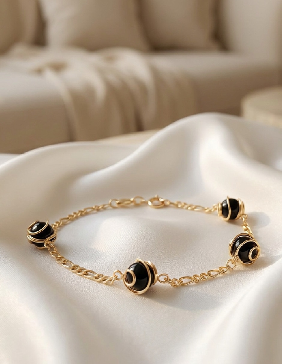 Pulsera Genérica de oro laminado con zirconia 18 K acabado brillante