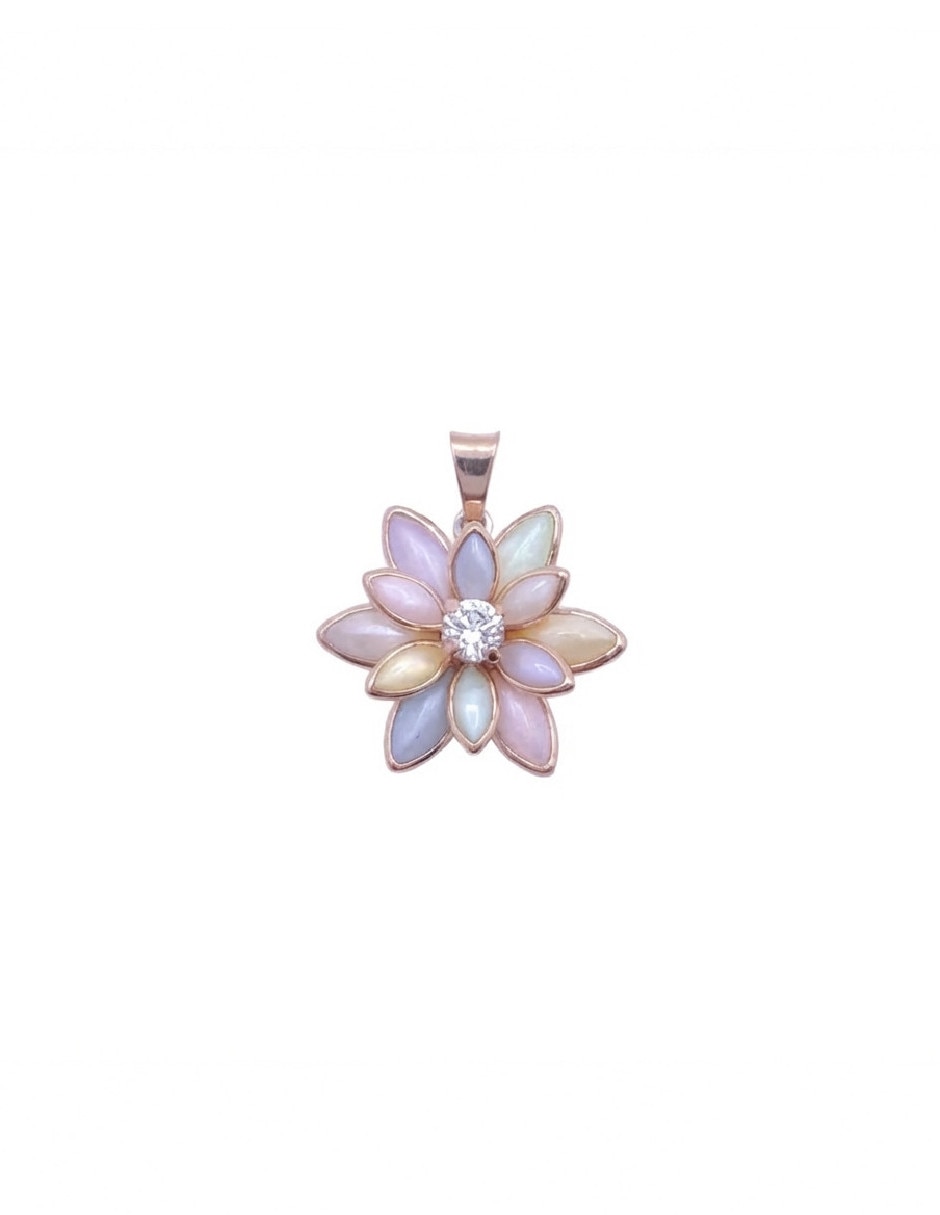 Dije de flor de oro laminado 18 K zirconia
