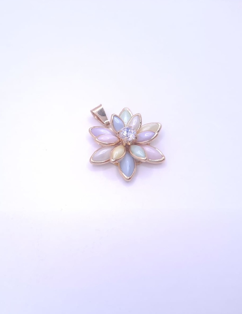 Dije de flor Genérica de oro laminado 18 K zirconia
