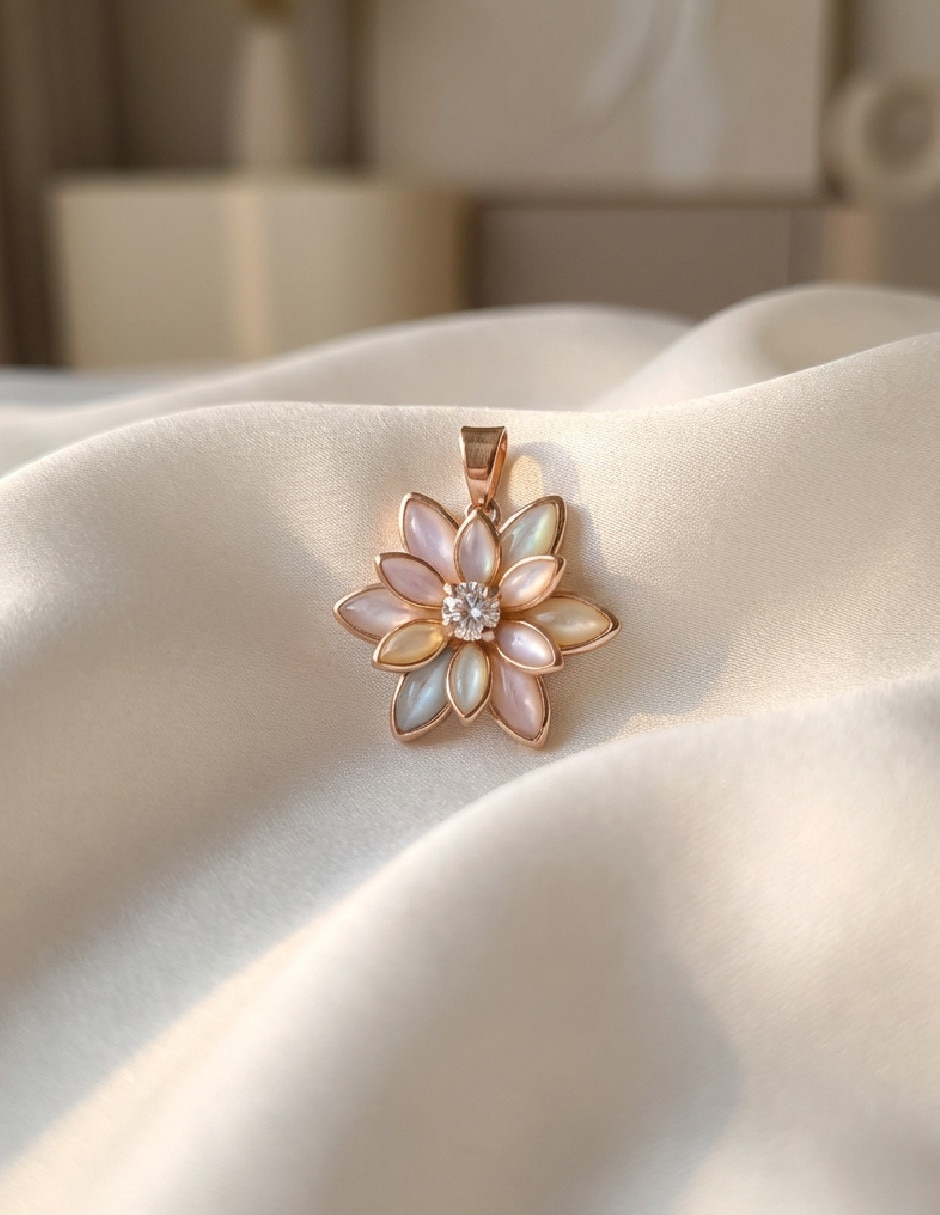 Dije de flor Genérica de oro laminado 18 K zirconia