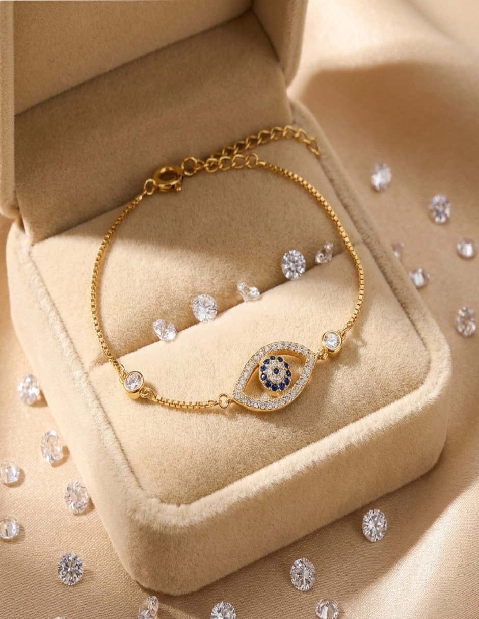 Pulsera de oro laminado zirconia 18 k con acabado brillante 3