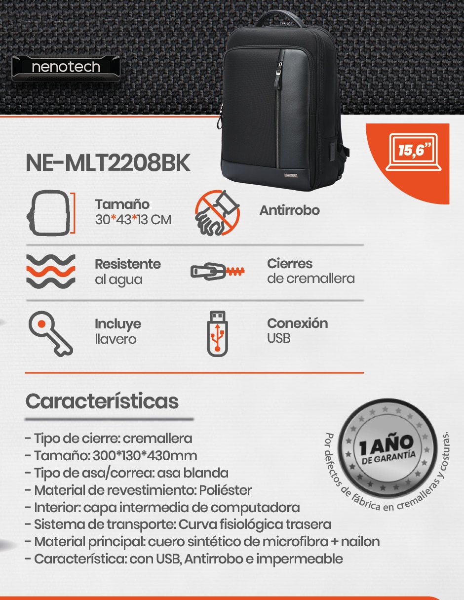 Mochila con portalaptop A71217 Impermeable unisex