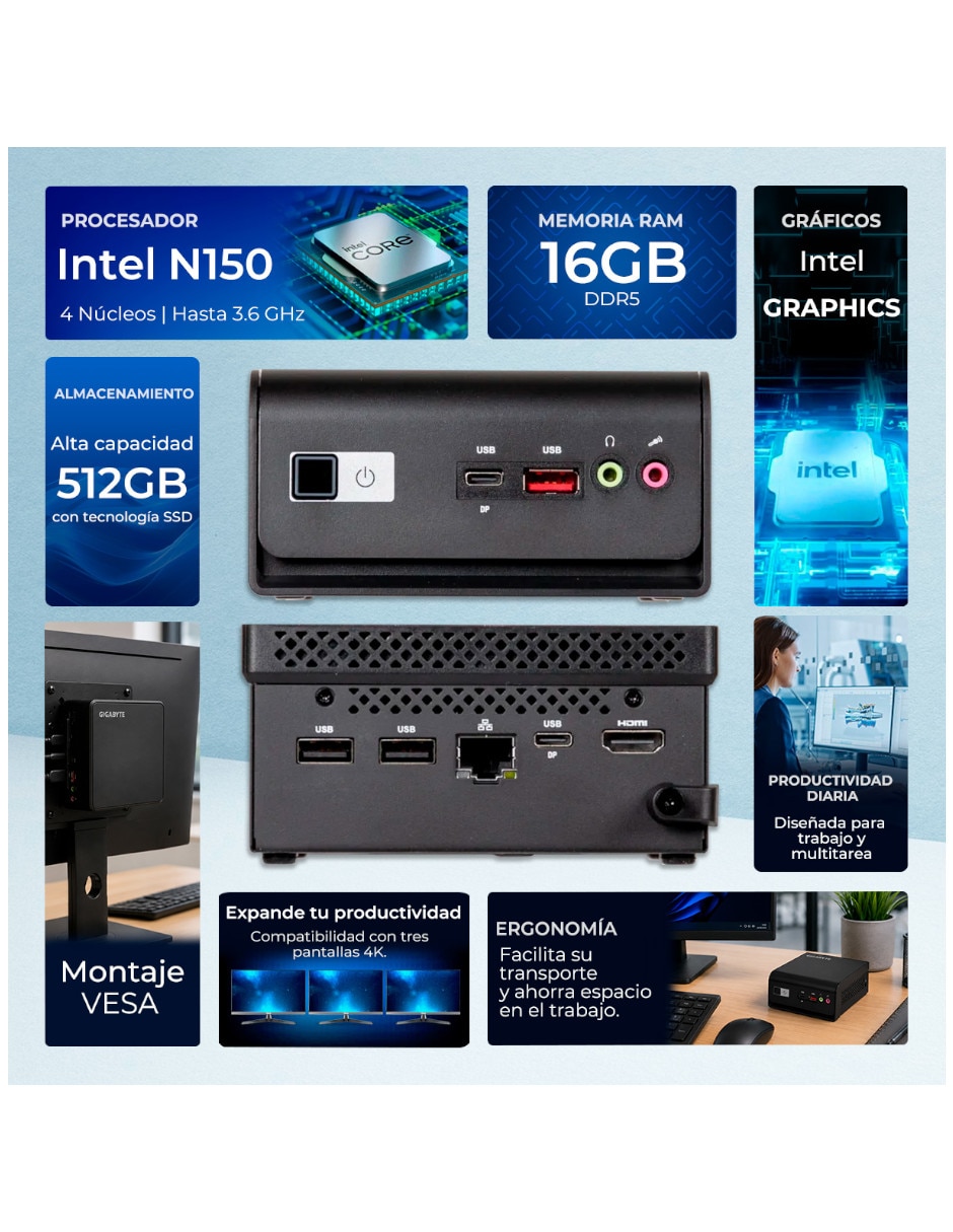 Mini PC MPBX-N15016512 Intel N150 integrada 16 GB RAM 512 GB SSD 2
