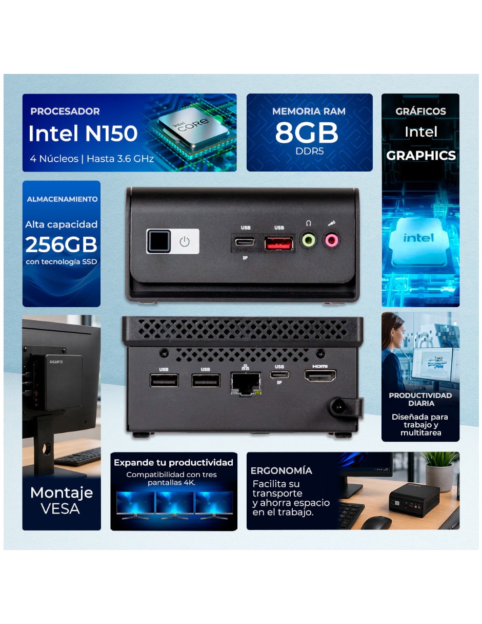 Mini PC MPBX-N1508256 intel N150 integrada 8 GB Ram 256 GB SSD 2