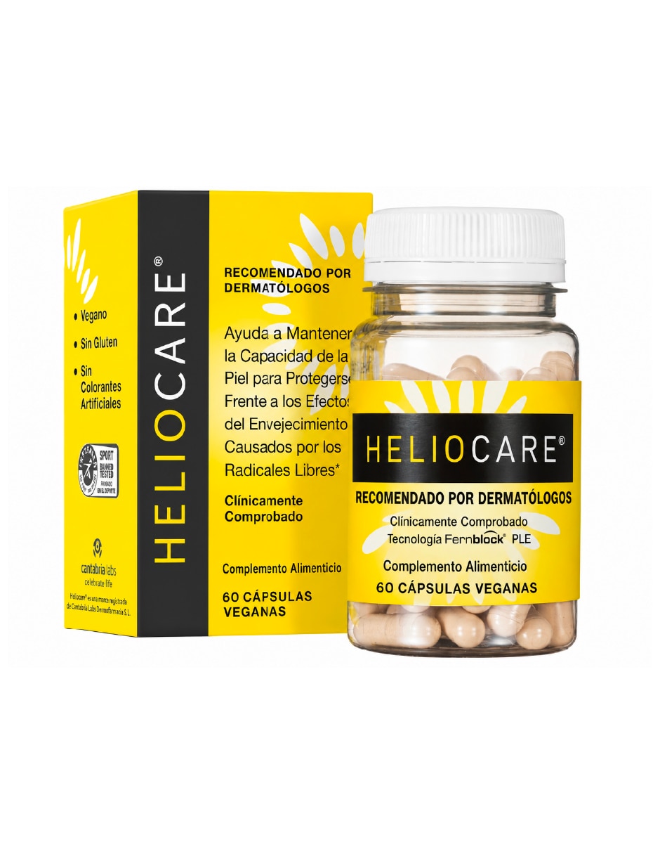 Polypodium Leucotomos Fórmula Antioxidante Heliocare con semilla de fenogreco de 60 cápsulas
