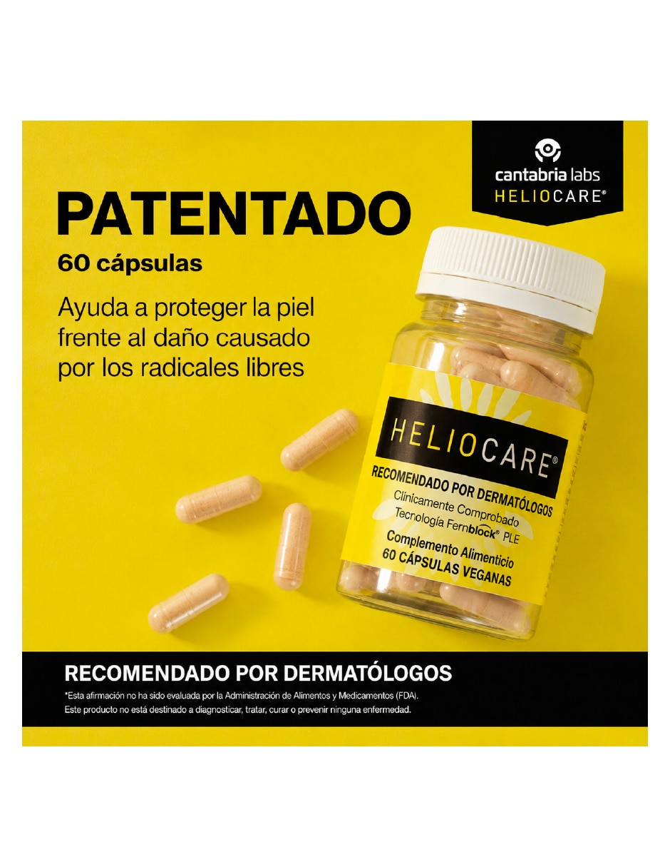 Polypodium Leucotomos Fórmula Antioxidante Heliocare con semilla de fenogreco de 60 cápsulas