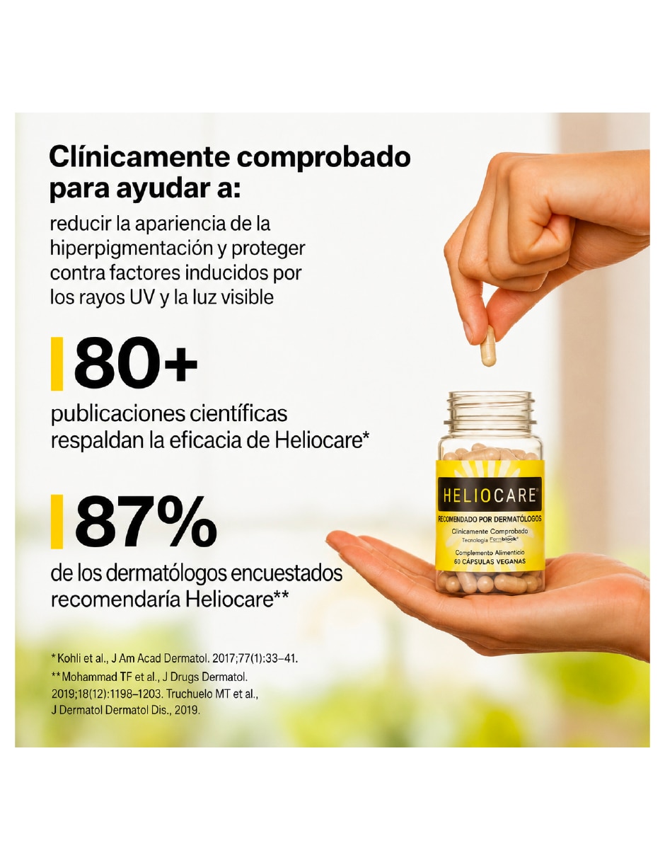 Polypodium Leucotomos Fórmula Antioxidante Heliocare con semilla de fenogreco de 60 cápsulas