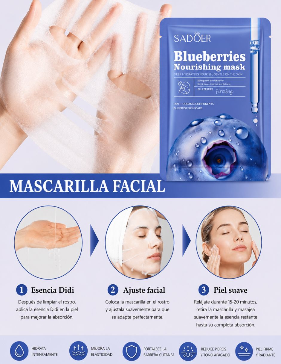 Mascarilla facial antioxidantes con arándas Sadoer