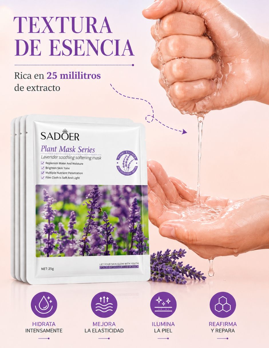Mascarilla facial Relajantes de Lavanda Sadoer