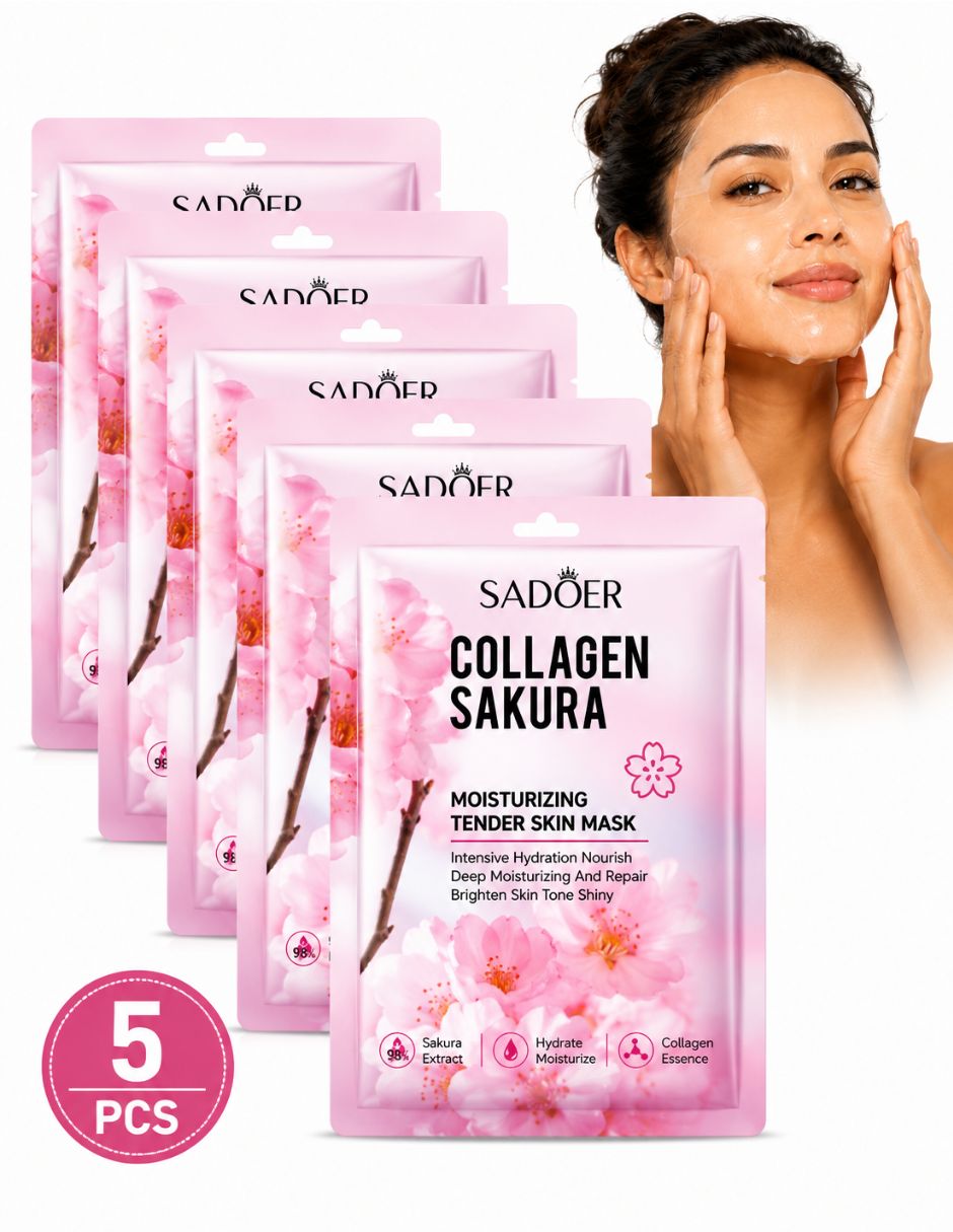 Mascarilla facial reafirmantes con colágeno y flor de cerezo para reafirmar