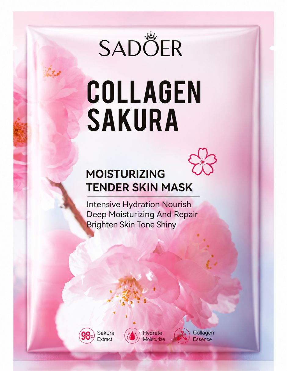Mascarilla facial reafirmantes con colágeno y flor de cerezo para reafirmar Sadoer
