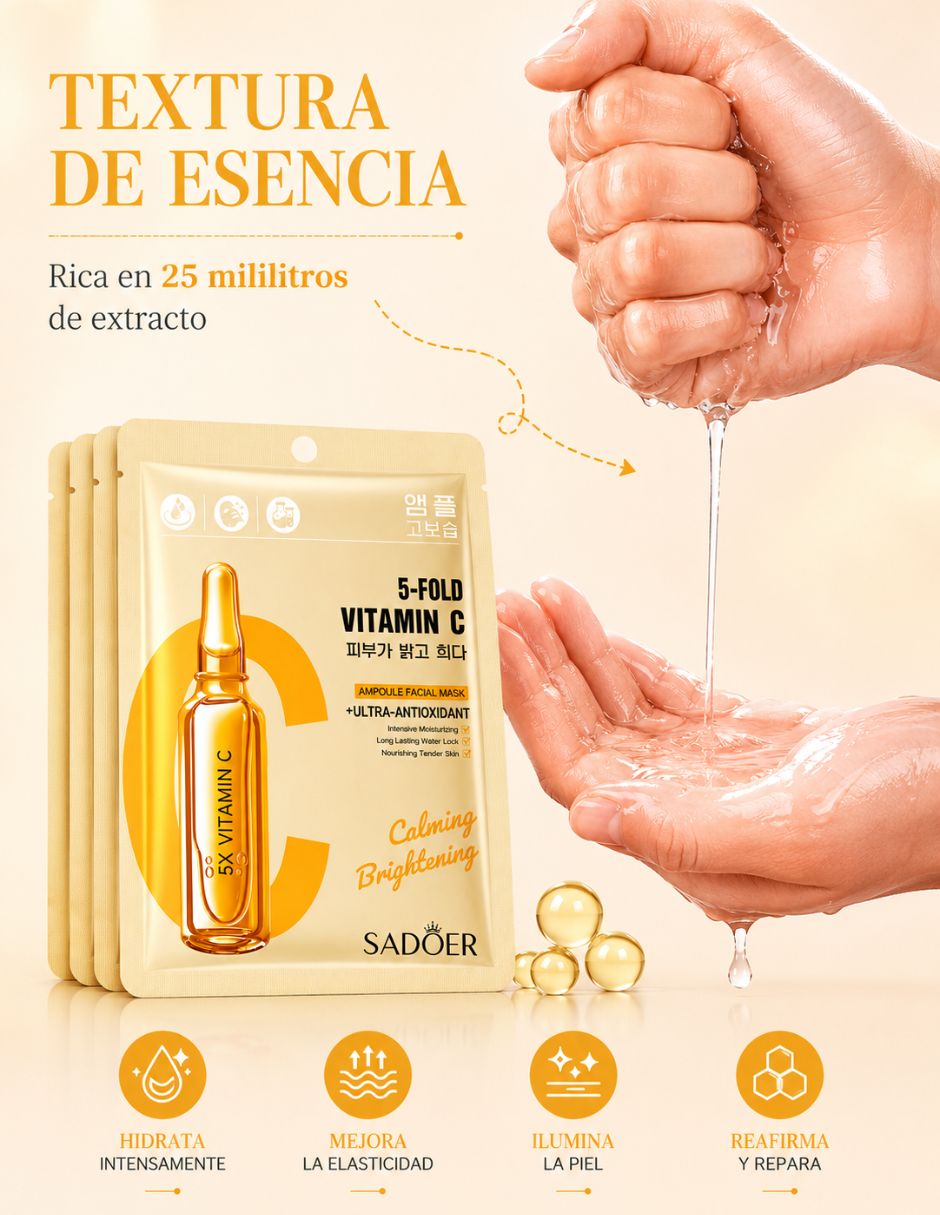Set de mascarilla facial Iluminadoras Y Reparadoras Con Vitamina C para Iluminar Sadoer