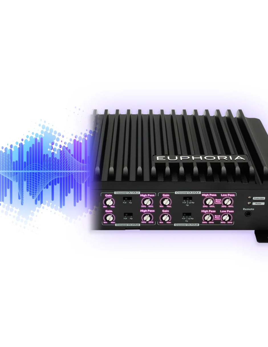Amplificador para auto Euphoria EA8.1200 de 12 VDC