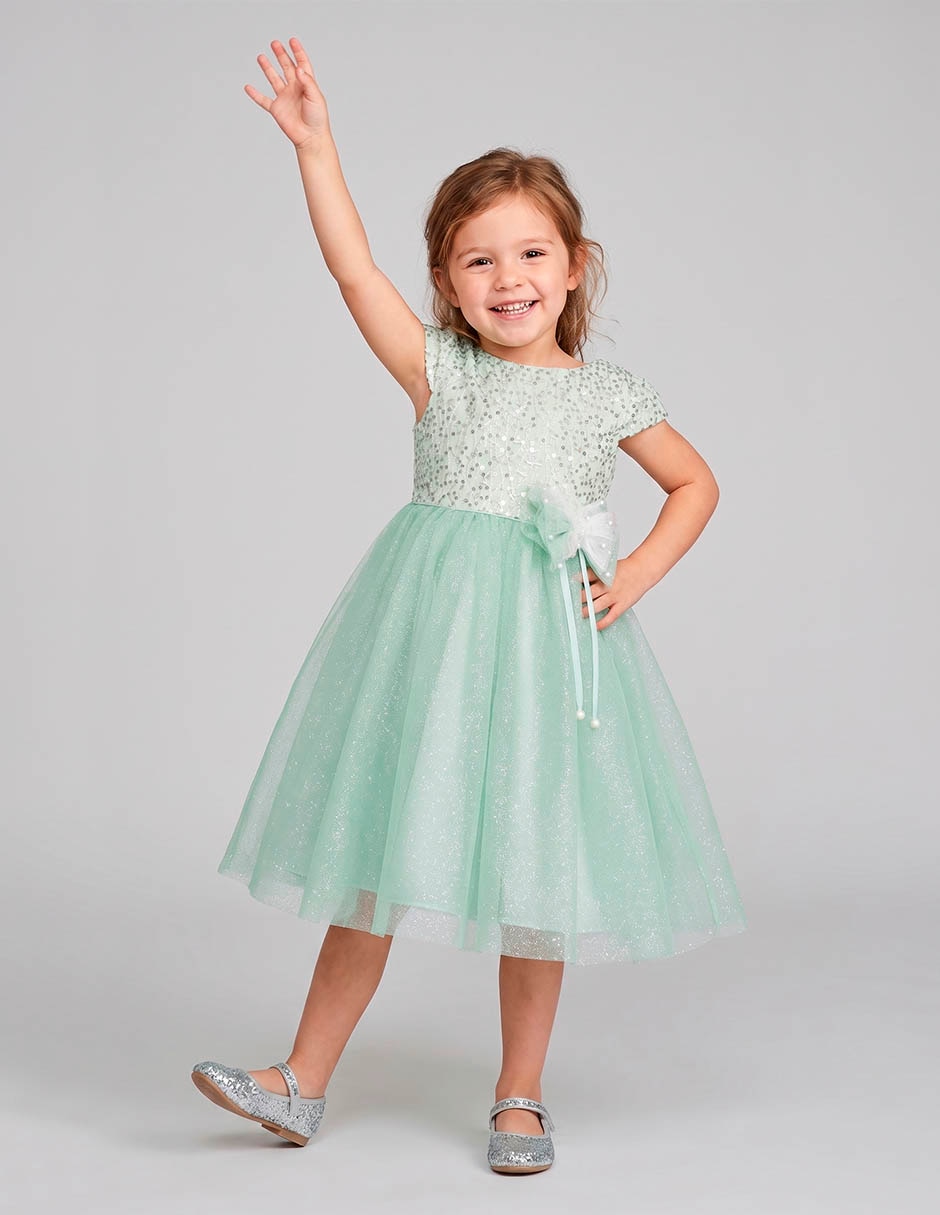Vestido con moño Gerat Fiesta manga corta para niña