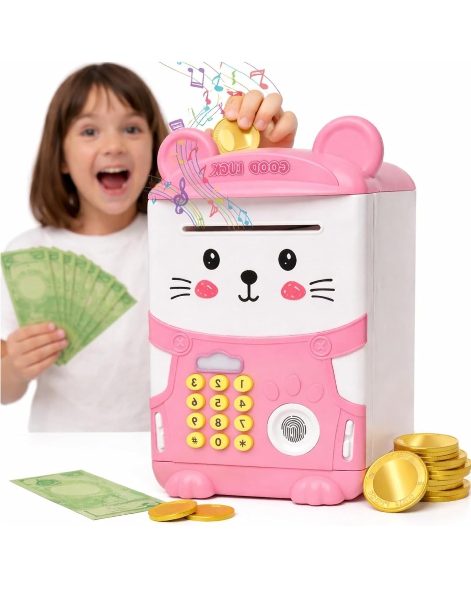 Alcancía cm-top caja fuerte infantil con aceptación automática de billetes y monedas