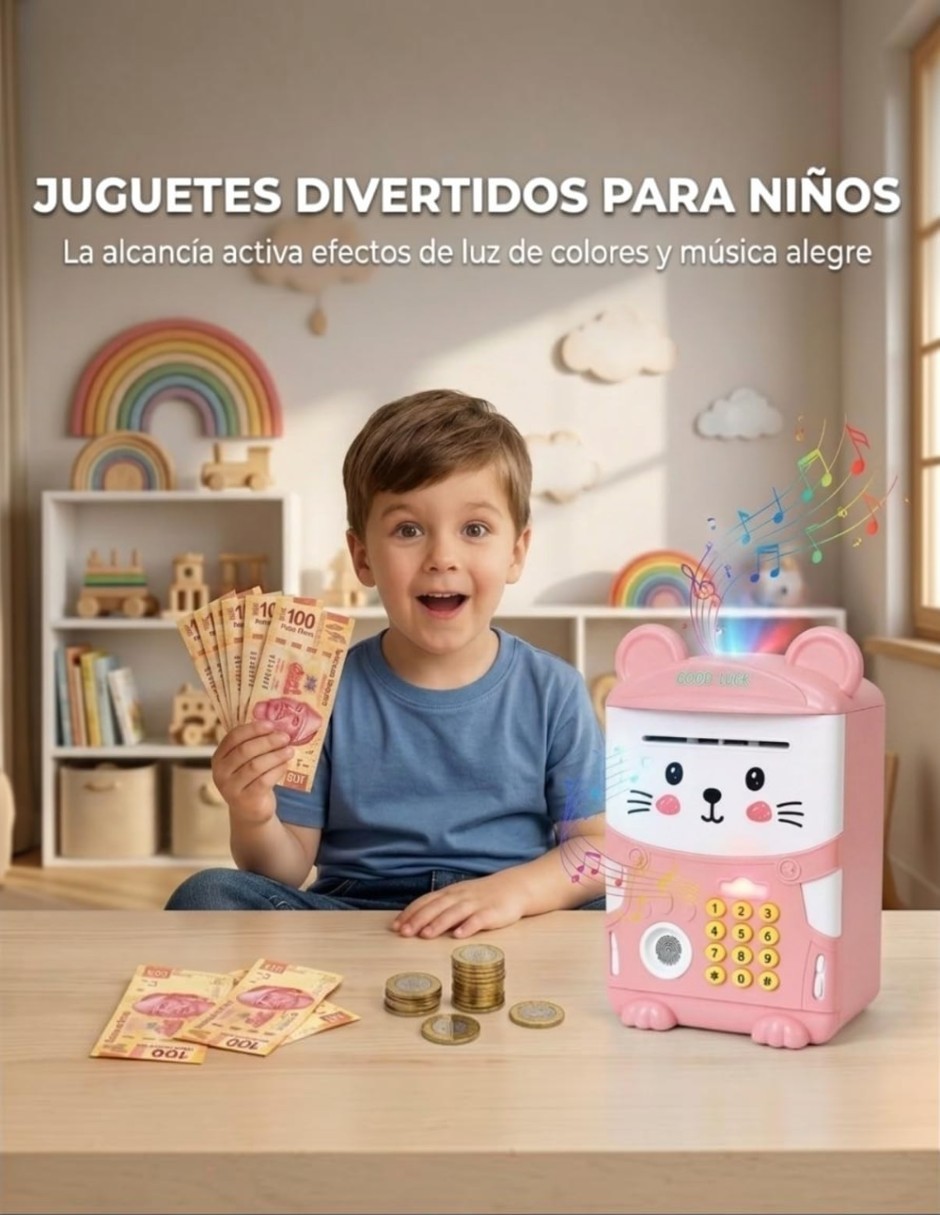 Alcancía cm-top caja fuerte infantil con aceptación automática de billetes y monedas