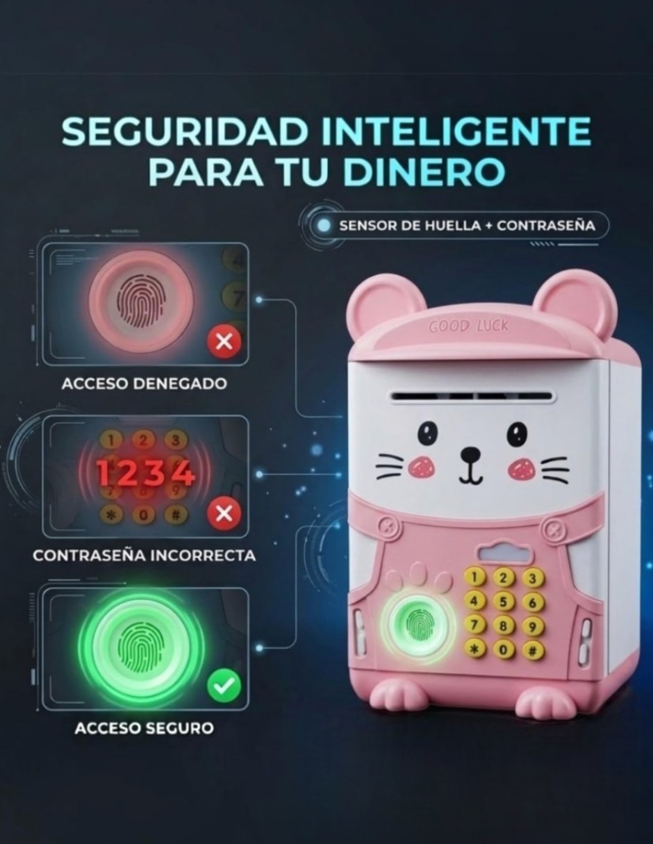 Alcancía cm-top caja fuerte infantil con aceptación automática de billetes y monedas
