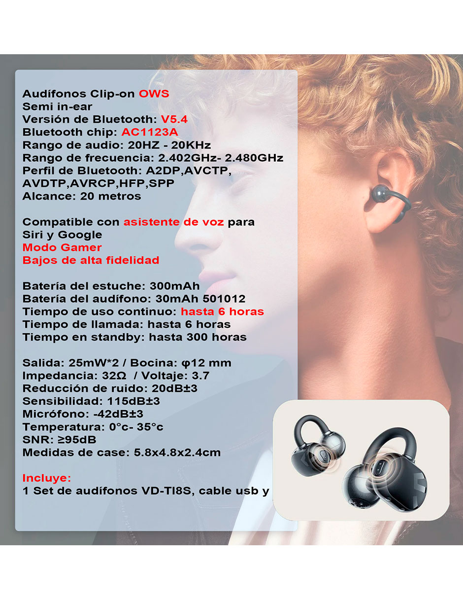 Audífonos True Wireless Vak TI8S-N inalámbricos