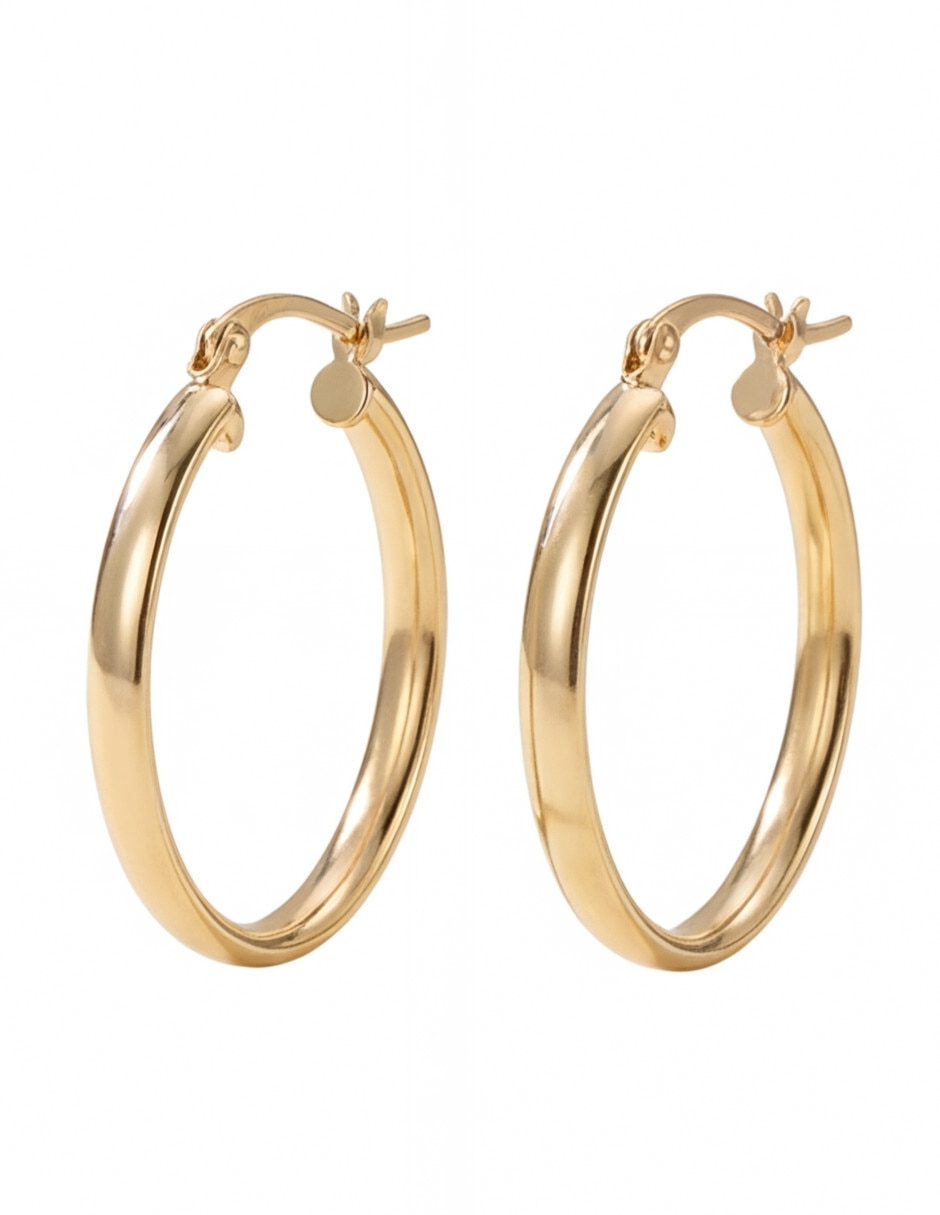 Arracadas ovaladas Genérica de oro laminado 18 k con acabado brillante