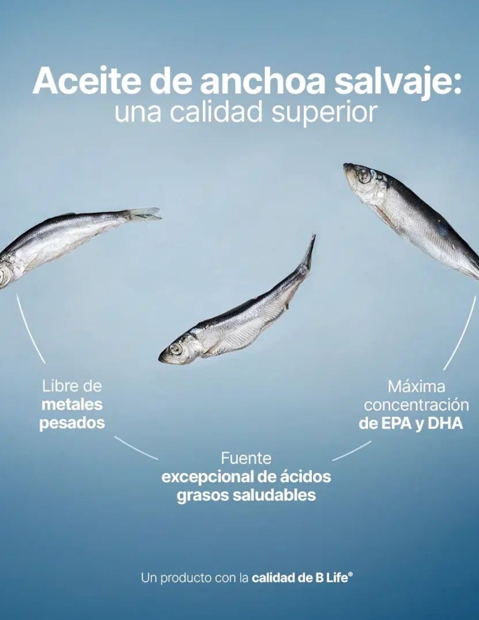 Omega 3 platinum B Life con aceite de anchoa salvaje de 180 cápsulas