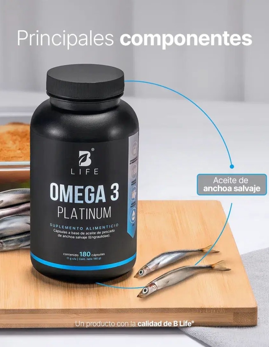 Omega 3 platinum B Life con aceite de anchoa salvaje de 180 cápsulas