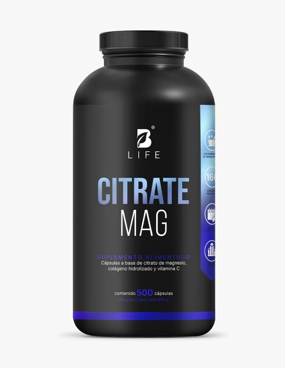 Citrate Mag B Life con colágeno hidrolizado citrato de magnesio vitamina C de 400 g