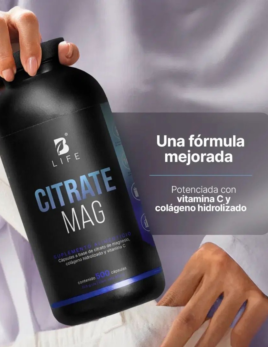 Citrate Mag B Life con colágeno hidrolizado citrato de magnesio vitamina C de 400 g