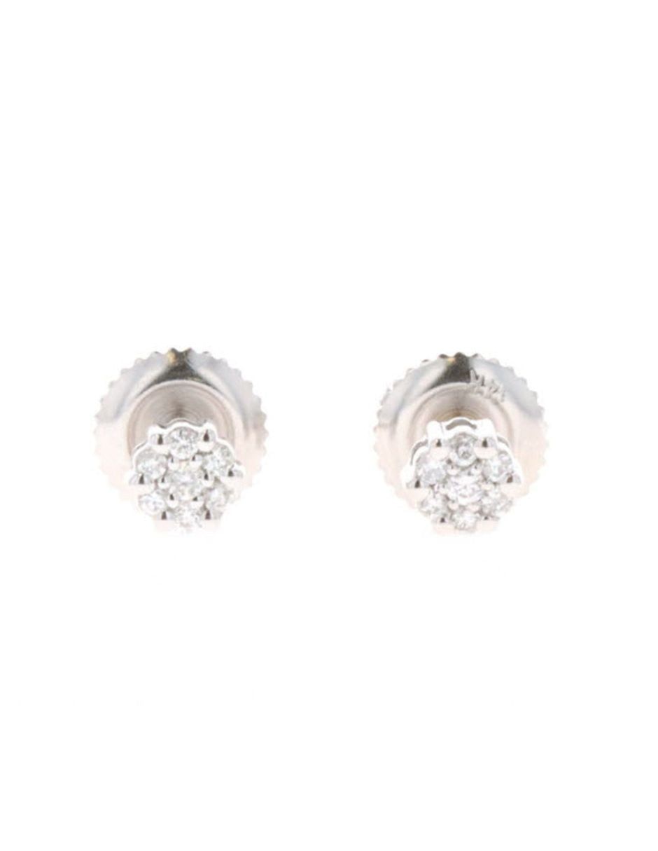 Broqueles de flor Joyerías Bizzarro de oro blanco 14 k con acabado brillante diamante