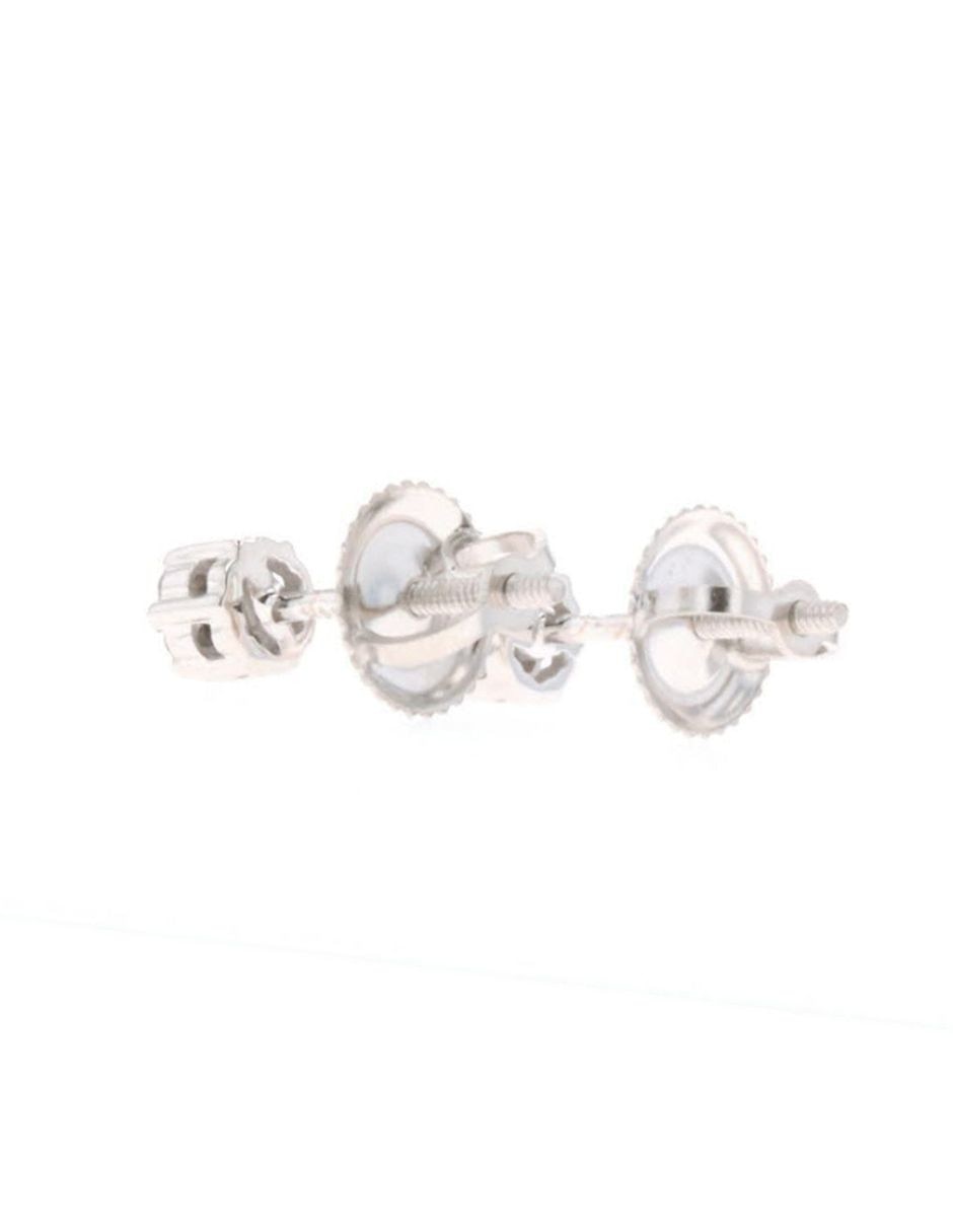 Broqueles de flor Joyerías Bizzarro de oro blanco 14 k con acabado brillante diamante