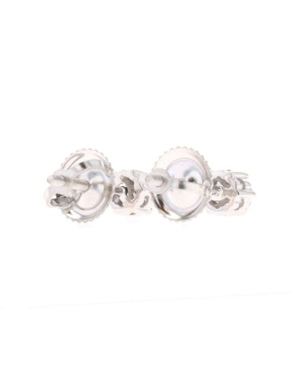 Broqueles de flor Joyerías Bizzarro de oro blanco 14 k con acabado brillante diamante
