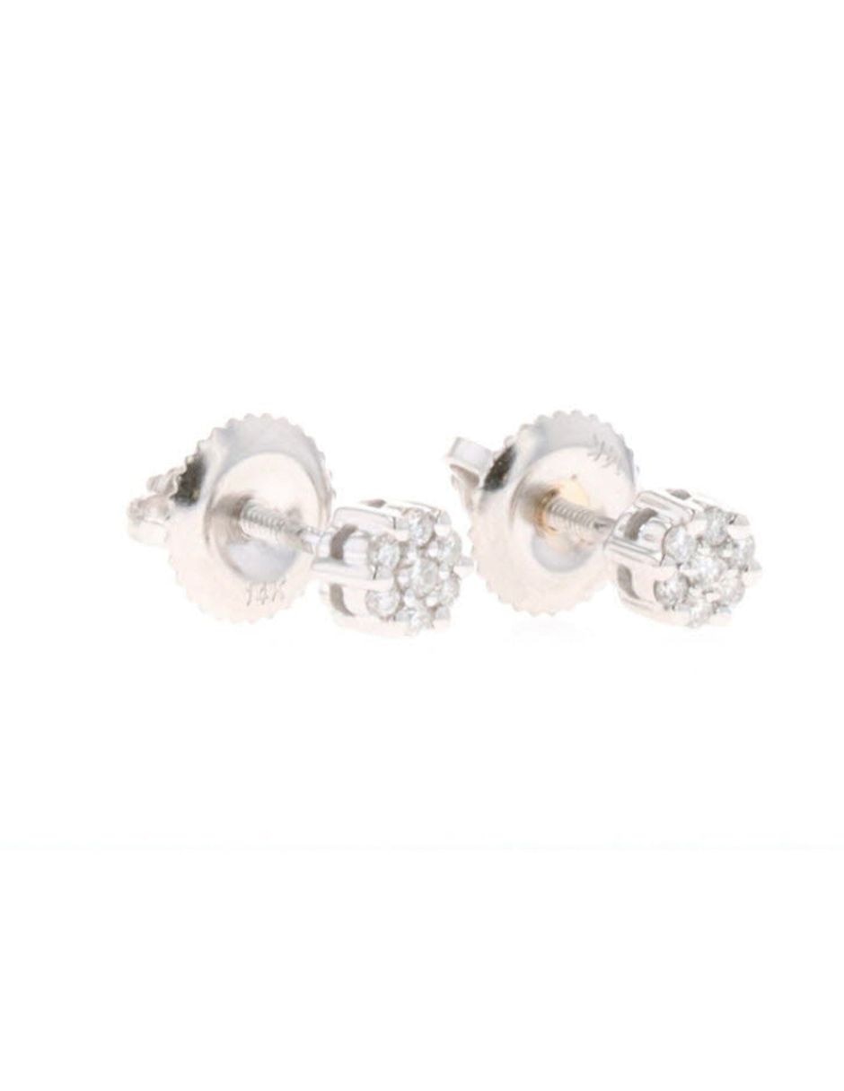 Broqueles de flor Joyerías Bizzarro de oro blanco 14 k con acabado brillante diamante