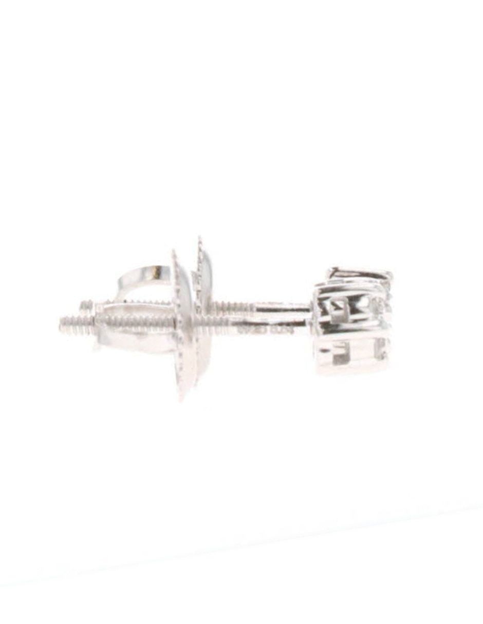 Broqueles de flor Joyerías Bizzarro de oro blanco 14 k con acabado brillante diamante