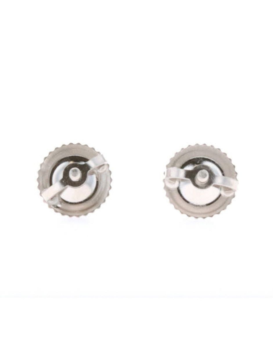 Broqueles de flor Joyerías Bizzarro de oro blanco 14 k con acabado brillante diamante