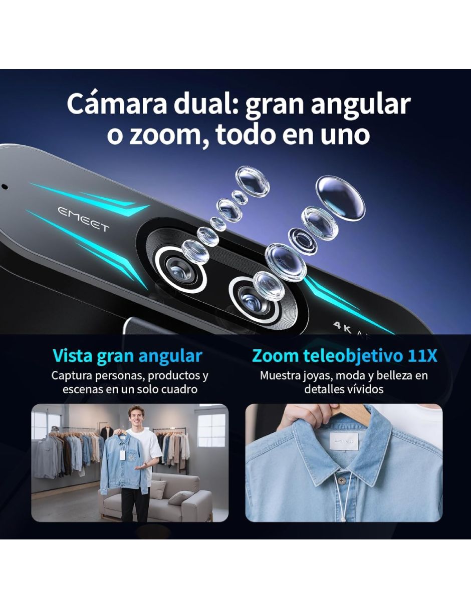 Webcam de 3840 px x 2160 px Emeet C60E 4K Dual