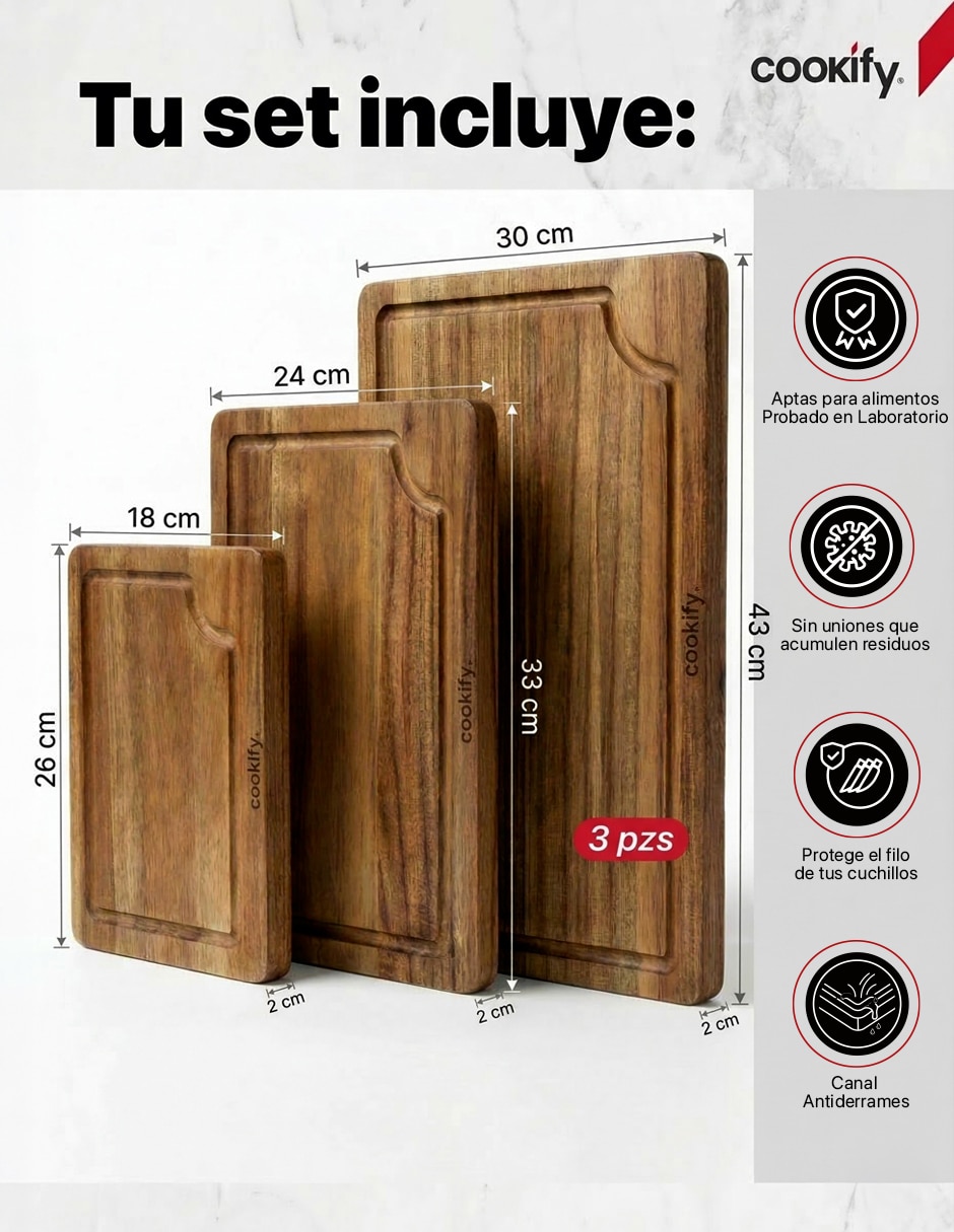 Set tabla para picar de madera 2