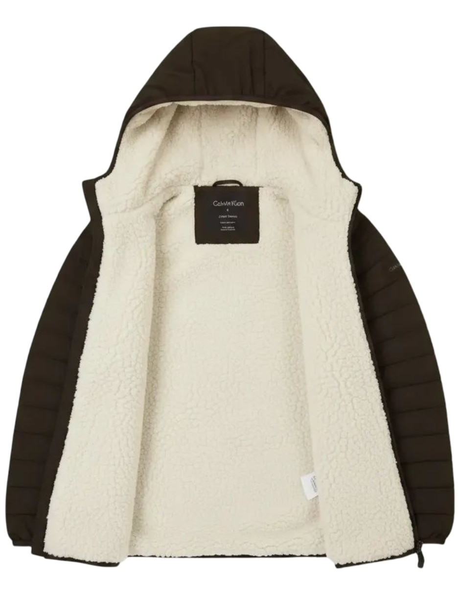 Chamarra acolchada Calvin Klein capucha y bolsillos para hombre