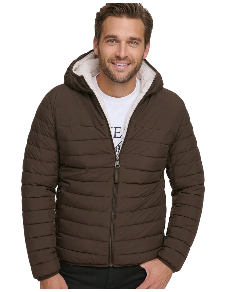 Chamarra acolchada Calvin Klein capucha y bolsillos para hombre