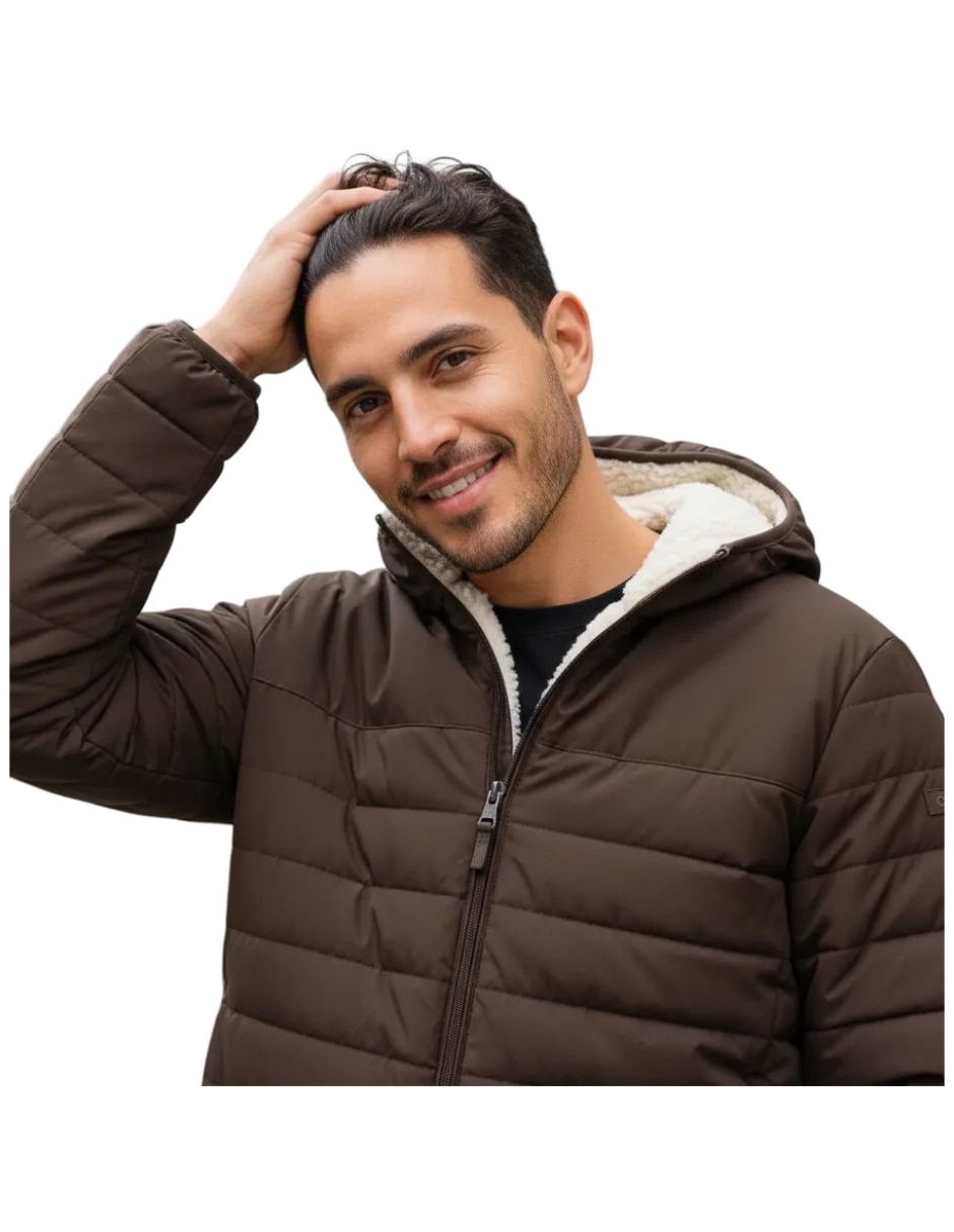 Chamarra acolchada Calvin Klein capucha y bolsillos para hombre