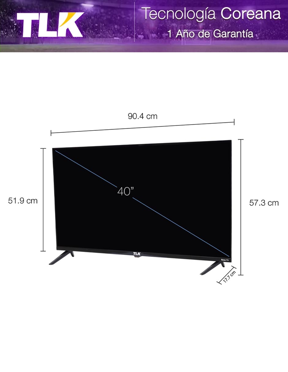 Pantalla Smart TV Led de HD TLK40fr con Roku TV 7