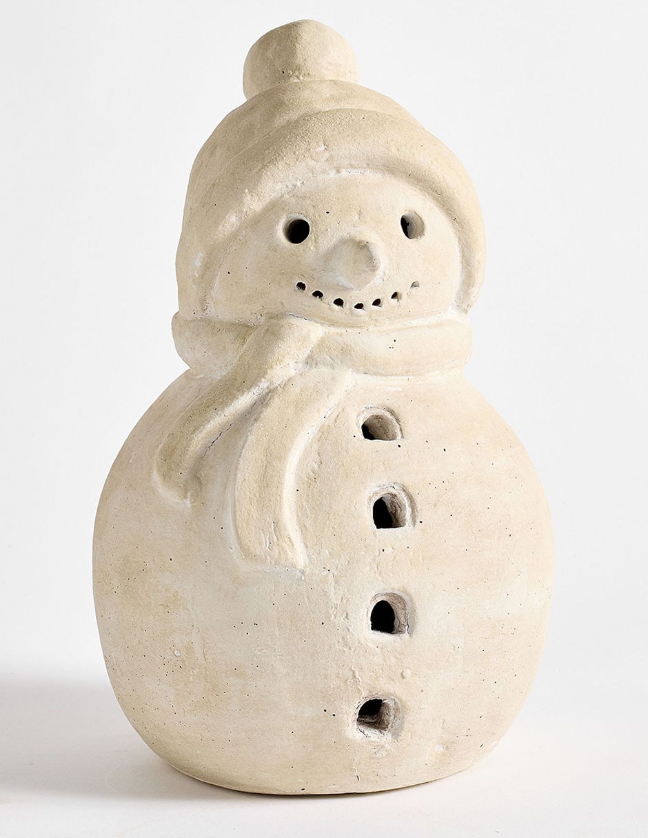 Figura decorativa de muñeco de nieve de terracota